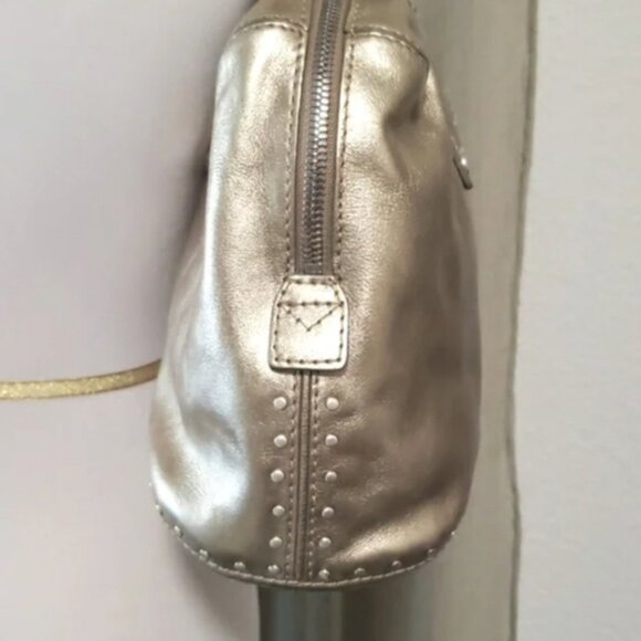MICHAEL Micheal Kors Metallic Champagne Gold Leather Studded Satchel - Picture 3 of 12